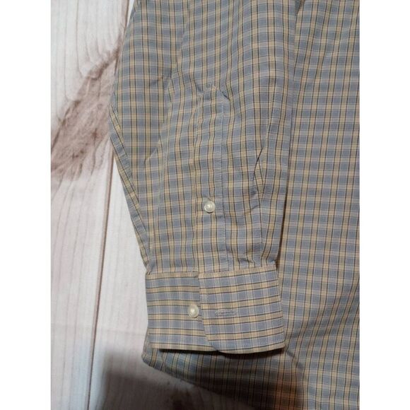 Dockers Shirt Men's Large Blue Tan Button Front‎ Long Sleeve - Picture 4 of 9